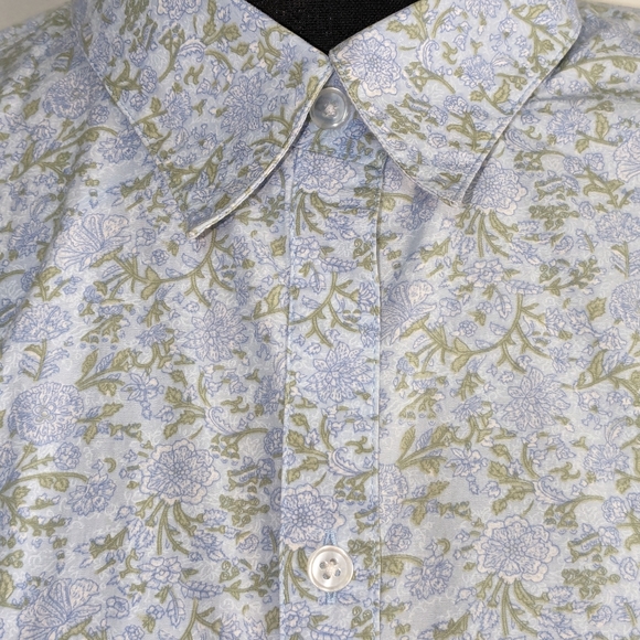 Eddie Bauer Floral Blue Print women's long sleeve button down shirt XXL H-1 - Picture 9 of 12